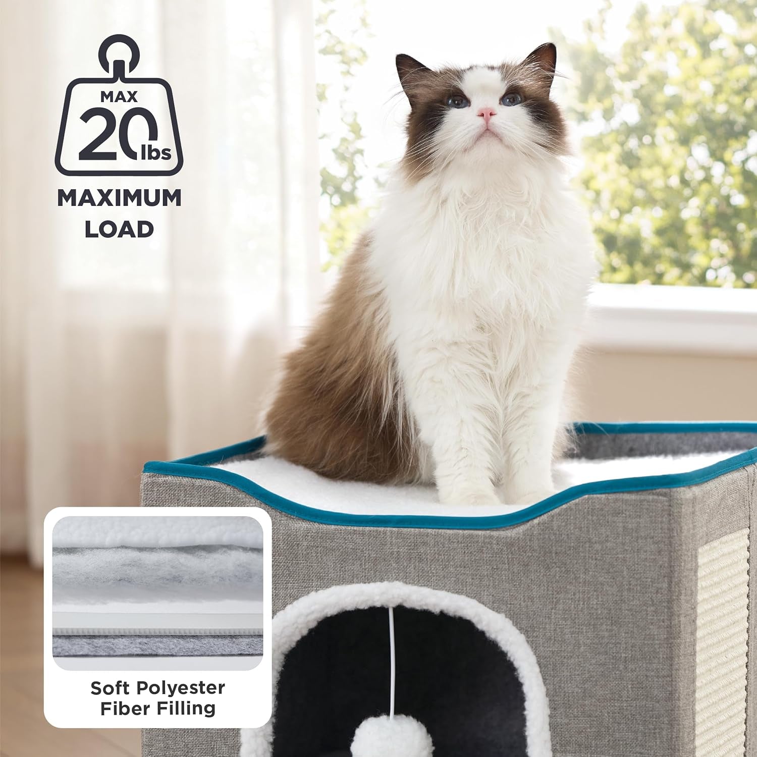 bedsure-cat-house-bed-for-indoor-cats-with-fluffy-ball-and-scratch-pad-grey-16-5x16-5x13-in-large-cat-cave-for-multiple-pets-foldable-cat-hideway-cube-for-sleeping-kitten
