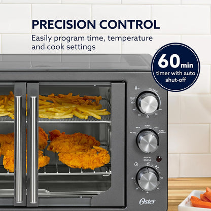 Oster Extra-Large 42L French Door Countertop Toaster Oven, 6-In-1 Air Fryer Oven with Air Fry Rack, Wire Rack, Baking Pan and Crumb Tray, Stainless Steel5