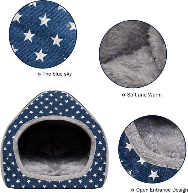 BWOGUE Guinea Pig Bed Hideout, Washable Hamster Cave for Small Animals | Removable Cushion for Cleaning, Warm Fleece Nest, Washable Bed, 10.23 X 10.23 X 11 In, Dwarf Rabbits Hedgehogs3