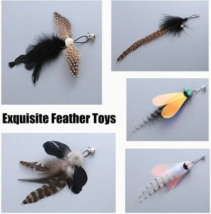 Yauende Cat Feather Toys, Indoor Cat Interactive Toys, 2 PCS Flexible Wire and 5 PCS Cat Feather Toys, for Bored Indoor Cats, Indoor Cat Chase Toys3