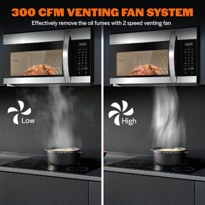 Empava 1.7 Cu.Ft. Over-The-Range Microwave, 1000W, Silver, EMPV-30OTR01 | Sensor Cooking, Auto Menus, 2-Speed 300 CFM Venting Fan, 10 Power Levels, Turntable Function, Bright Cooktop LED Lighting5