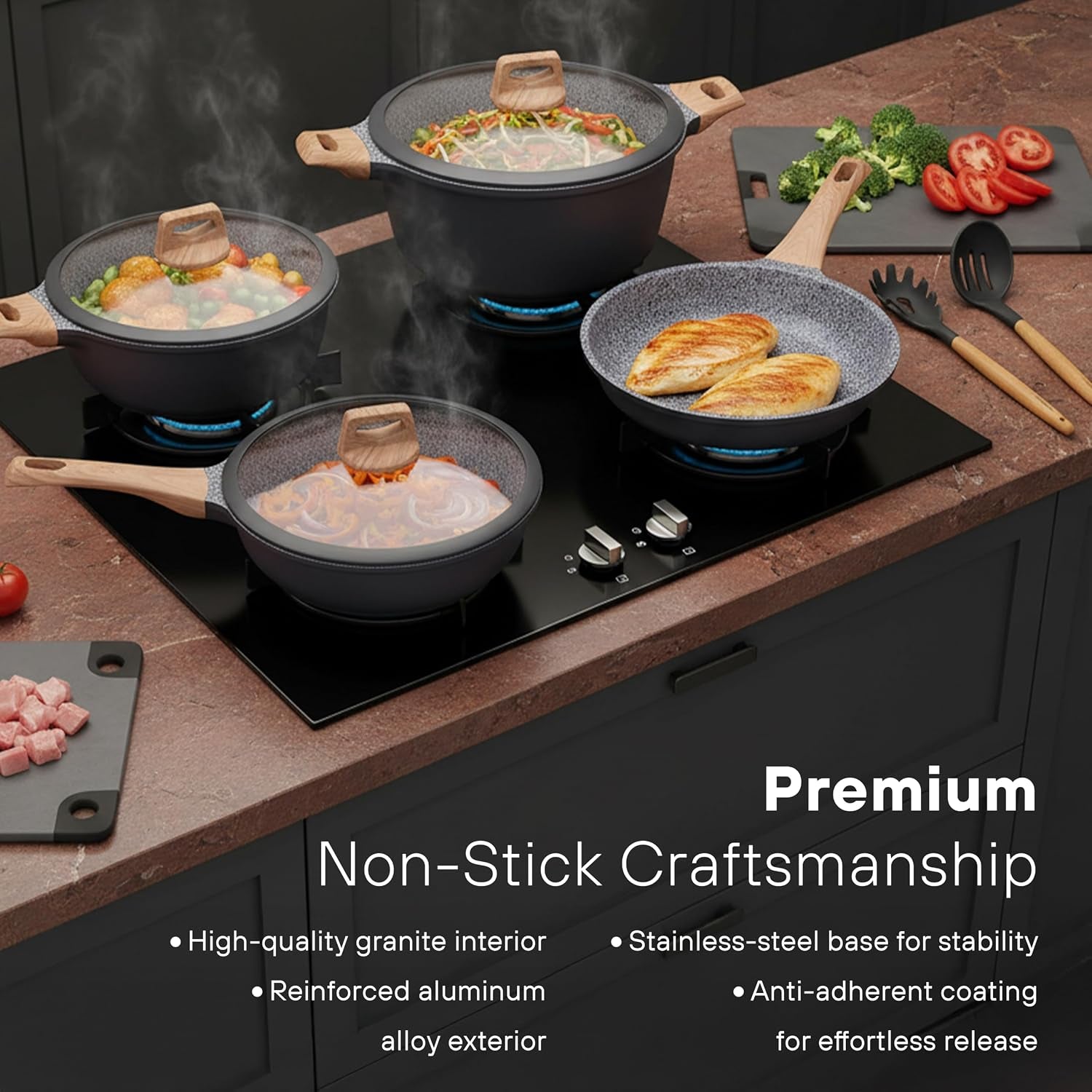 10pcs-pots-and-pans-set-nonstick-with-wood-handles-granite-cookware-set-frying-pan-saucepan-and-3-cooking-utensils