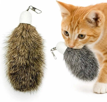 2 Pack Natural Rabbit Fur Cat Toy Refills – Silent Interactive Cat Toys for Indoor Cats, Handmade Replacement Heads with Secure Connector for Cat Wand Toys1