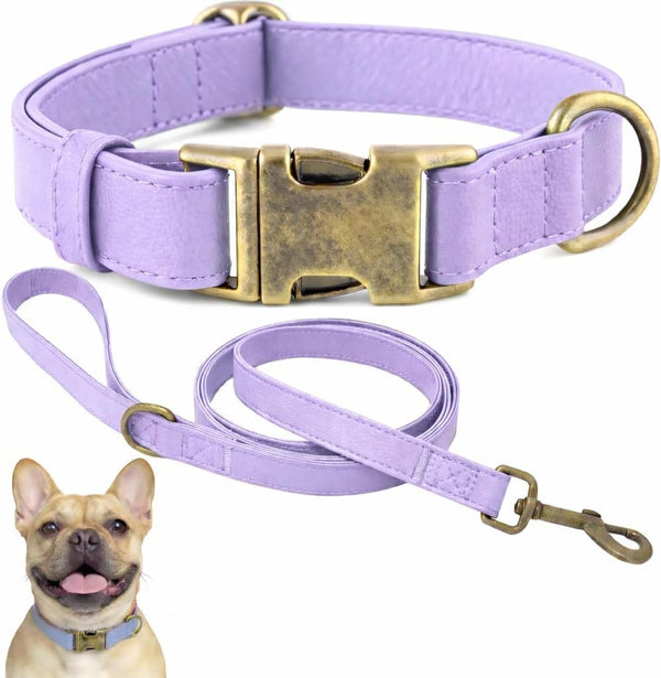 B&F Dog Collar and Leash Set,Leather Silicone Waterproof Odor-Proof Dog Collar and Leash for Medium Dogs, Soft Flexible Dog Collars, Adjustable Pet Collar (Brown, Medium (12.5-20" Neck))8