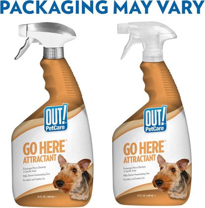OUT! Petcare Go Here Attractant, Potty Training Spray for Dogs, 32Oz | Dog Pee Spray, Puppy Potty Training, Housebreaking, Indoor & Outdoor, Pee Here Training, Training Aid, Easy Application3