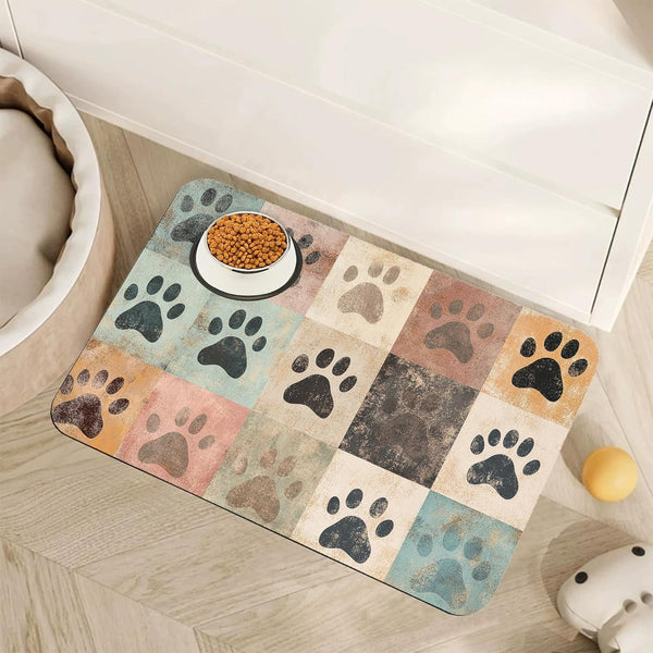 Fish Boho Dog Food Mat for Floors,Ocean Absorbent Quick-Dry Pet Feeding Mat,Cat Dog Bowl Mats for Food and Water,Non-Slip Pet Accessories Supplies 12"X20"26