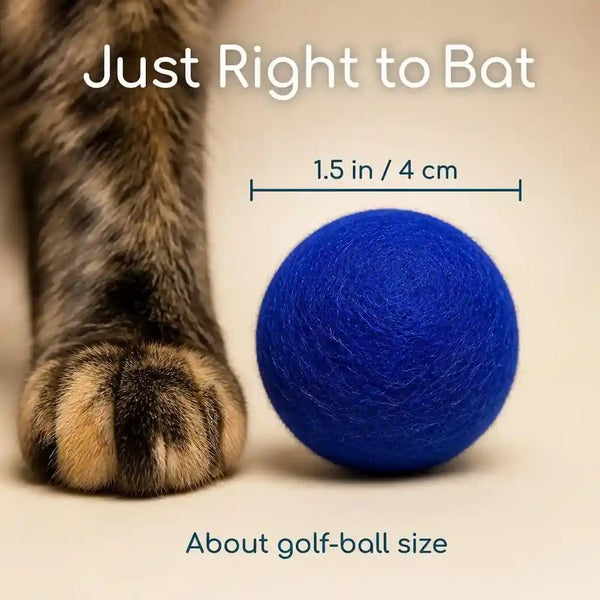 Wool Cat Balls - Safe Silent Felt Ball Toys - Fun Colorful Soft Quiet Wool Kitty Toys - Unique for Cat Lovers - 6 PCS Hand Made in Nepal4