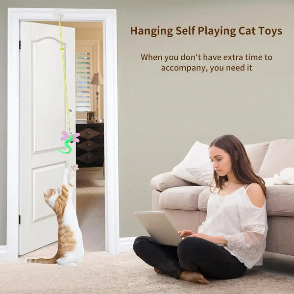 Hanging Cat Toys for Indoor Cats | 8 Assorted Teaser Refills, 3 Indoor Cat Hanging Toy and 1 Interactive Wand Suitable for Indoor Cats2