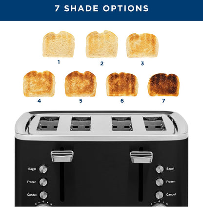 GE 4 Slice Toaster | Extra Wide Slots for Bagels, Breads, Waffles & More | 7 Shade Options | Countertop Kitchen Essentials | 1500 Watt, Black5