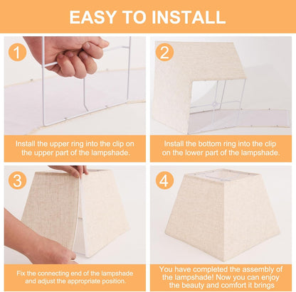 Lamp Shades Set of 2, 8''X8''Top, 13''X13''Bottom 10'' Height, Beige Square Lampshades Replacement Lamp Shades Natural Linen Hand Crafted for Table Lamps Floor Lamps Pendent Light, Assembly Required7