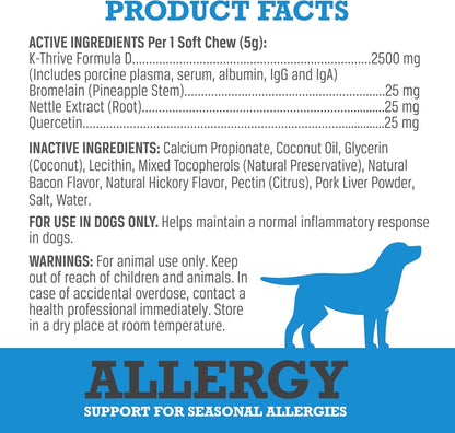 Allergy Chews – Plasma-Powered Formula for Dog Seasonal Allergy Support – Grain-Free Natural Blood Protein Supplements – 60 Soft Chews (1 Canister)4