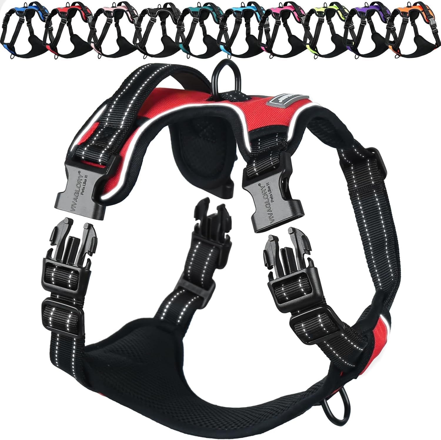 vivaglory-no-pull-dog-harness-vest-harness-l-orange-patterned-with-handle-front-and-back-clip-for-training-pulling-no-pull-escape-proof-padded-adjustable-for-pet-puppy