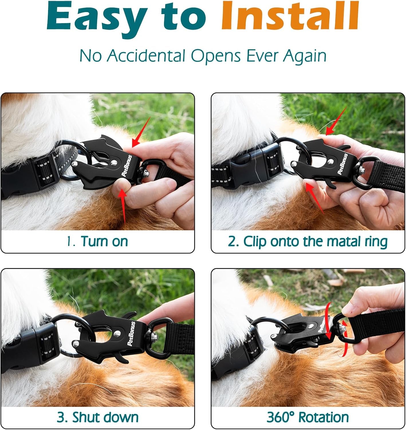 petbonus-2-pcs-frog-clip-dog-leash-clasp-quick-release-metal-carabiner-360-degree-swivel-heavy-duty-safety-clip-for-linking-pet-collar-dog-harness-secure-dog-lead-hook