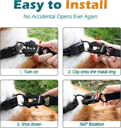Petbonus 2 Pcs Frog Clip Dog Leash Clasp, Quick Release Metal Carabiner | 360 Degree Swivel, Heavy Duty, Safety Clip for Linking Pet Collar Dog Harness, Secure Dog Lead Hook7