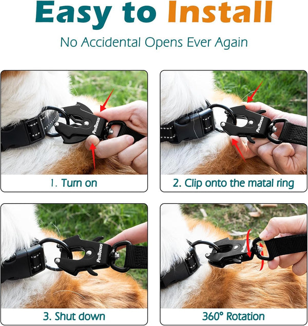 Petbonus 2 Pcs Frog Clip Dog Leash Clasp, Quick Release Metal Carabiner | 360 Degree Swivel, Heavy Duty, Safety Clip for Linking Pet Collar Dog Harness, Secure Dog Lead Hook7