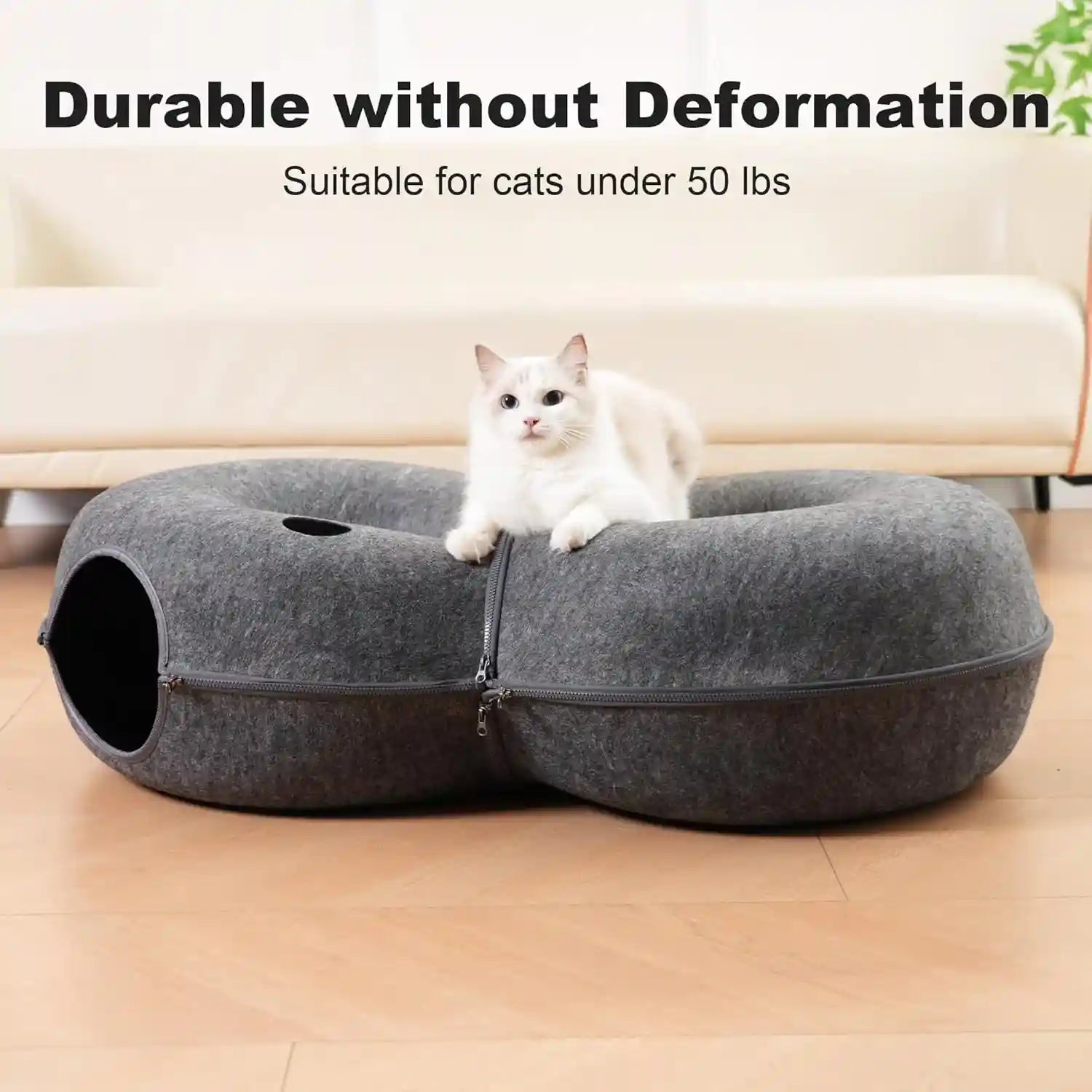 8-shaped-large-cat-tunnel-bed-for-indoor-cats-infinite-circulation-peekaboo-cat-cave-with-12-toy-balls-cat-donut-tunnel-for-cats-up-to-30-pounds-dark-grey-l-38x24x11in