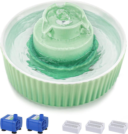 Lawfery Ceramic Cat Water Fountain, 2.1L/71Oz Cupcake Pet Fountain | 3 Carbon Filters, 2 Quiet Pumps, Heavy Ceramic Body, and 360° Drinking Area, Drinking Bowl for Indoor Cats and Small Dogs1