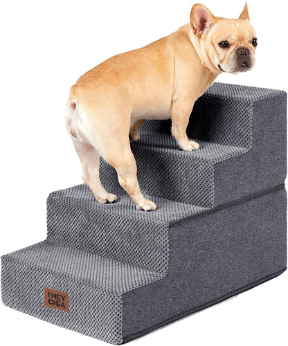 EHEYCIGA Dog Stairs for Bed 18" H, Dog 4-Steps for High Bed, Olive Green | Pet Steps for Small Dogs and Cats, Non-Slip Balanced Pet Ramp Indoor17