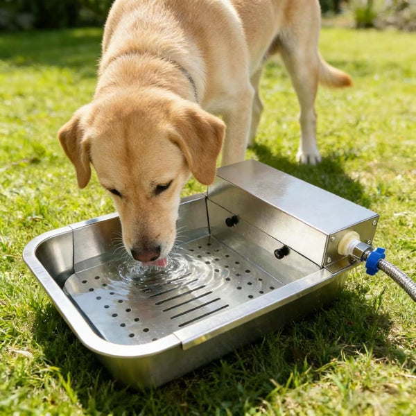 Automatic Dog Water Dispenser 3-Gallon Stainless Steel Outdoor Drinking Bowl for Large Dogs,Self-Filling Water Bowl with a Filter Design to Filter Large Debris(11L-B)8