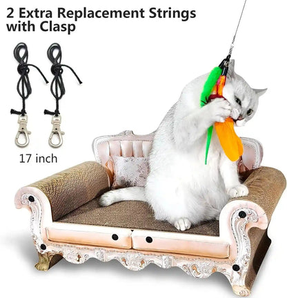 Miwoowim 2PCS Retractable Cat Teaser Wands & 9PCS Feather Refills Toy Set | Dual-Size Telescopic Rods (50" & 38"), Da Bird Feather Attachments with Bells Replacement,Interactive Fishing Pole Toys5
