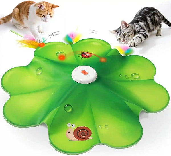 FEELNEEDY Rechargeable Cat Toys, 2 in 1 Hide and Seek Game Interactive Cat Toy, Movable LED Red Dot, Moving Concealed Feathers, Durable Exercise Toys for Indoor Cats, Bored Adult Cats Wand Toy1