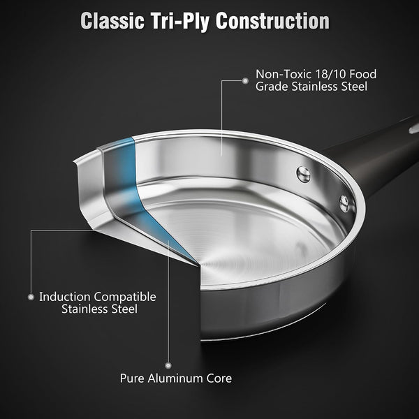 14Pcs Kitchen Pots and Pans Set, Stainless Steel Cookware Set Non Toxic, Induction Cooking Pot and Pan Set with Stay-Cool Handles, Healthy PFAS, PFOA, PFOS Free, Dishwasher Safe4