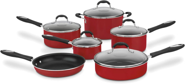 55-11R 11-Piece Set Advantage Nonstick Cookware, Red1
