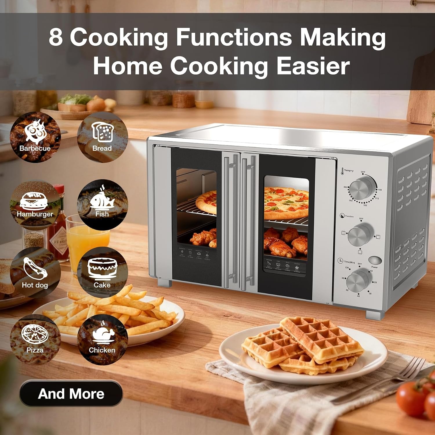 8-in-1-french-door-countertop-toaster-oven-compact-countertop-oven-with-infrared-speedheat-for-bake-broil-toast-fits-12-pizza-38l-capacity-158-482-f-temp-controls-60-min-timer-silver