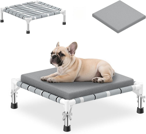 Elevated Dog Bed, Raised Cooling Lifted Dog Cot for Indoor & Outdoor | Cooling Breathable outside Portable Dog Hammock Bed for Small Pet ,Non-Slip Feet, Stainless Steel Frame9