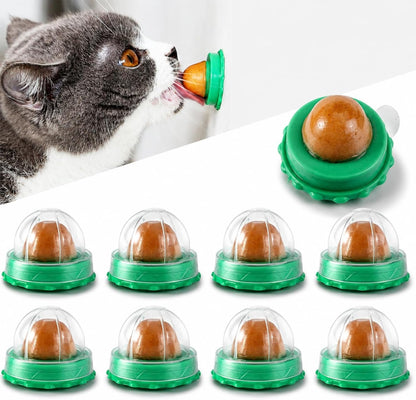 Balacoo 9 Pack Cat Snacks Candy Ball, Cat Energy Ball Toys Includes Catnip | Adhesive Wall Lickable Sugar Balls, Edible Kitty Toys - Healthy Safe Cat Treats Balls, Kitten Chew Toys for Teeth Cleaning1