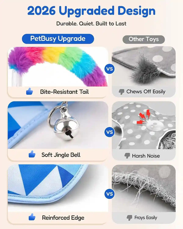 Petbusy 2026 Upgraded Hide&Seek Smart Interactive Cat Toys for Indoor Cat | Baby-Grade, Week-Long Rechargeable Battery, Touch to Wake Smart Standby & Moving Rainbow Tail for Bored Indoor Cats & Kittens7