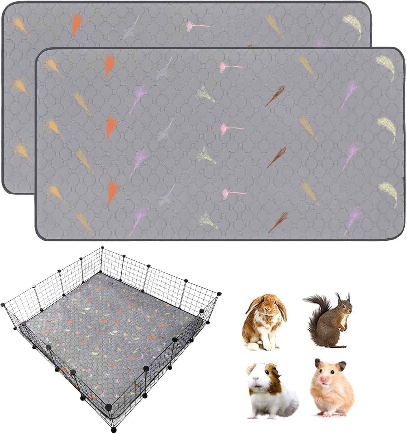 2pcs-guinea-pig-cage-liners-guinea-pig-fleece-cage-liners24x48-super-absorbent-washable-pee-pads-reusable-for-rabbit-hamster-chinchilla