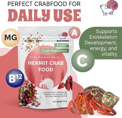Natural Hermit Crab Food – High-Protein Hermit Food with Real Fruit and Sprouted Grains – 65 G (2.3 Oz) Crab Food for Pet Hermit Crabs by Snout and Shell2