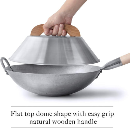 Aluminum Wok Dome Cover for 14" Hand Hammered Wok, 13 Inch Flat Wok Lid6