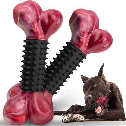 Tough Dog Toys for Aggressive Chewers: Beef Flavored Long Lasting Dog Bones for Large Dogs, Indestructible Dog Chew Toys to Keep Them Busy, Large Dog Toys for Medium & Large Breed, Red13