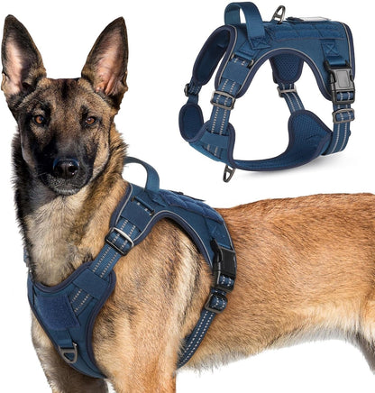 Rabbitgoo Tactical Dog Harness for Large, No Pull Military Service Vest | Molle & Handle, Heavy Duty, Adjustable, Reflective Straps, Easy Control for Training Walking, Black, Large36