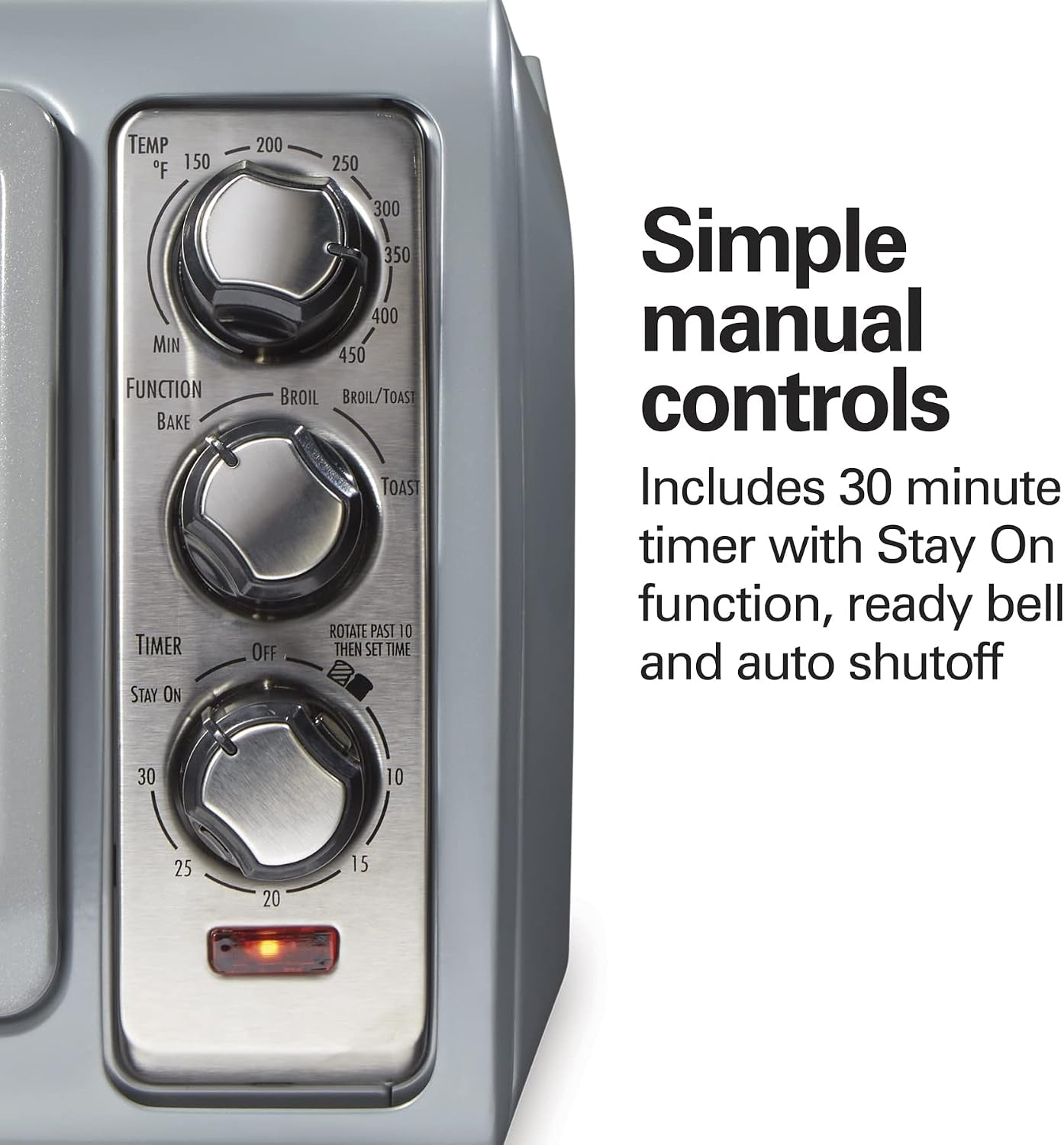 easy-reach-6-slice-countertop-toaster-oven-roll-top-door-for-easy-access-bake-broil-toast-functions-150-to-450ºf-adjustable-temp-auto-shutoff-silver