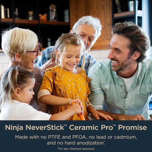 Ninja® Ceramic Pro 10.25" Fry Pan, Pfas-Free, Midnight Blue, CW30026MM | Titanium-Infused Ceramic, 10-Year Nonstick Guarantee. No Lead, Cadmium. All Stovetops & Induction Compatible. Broil to 550°F.3