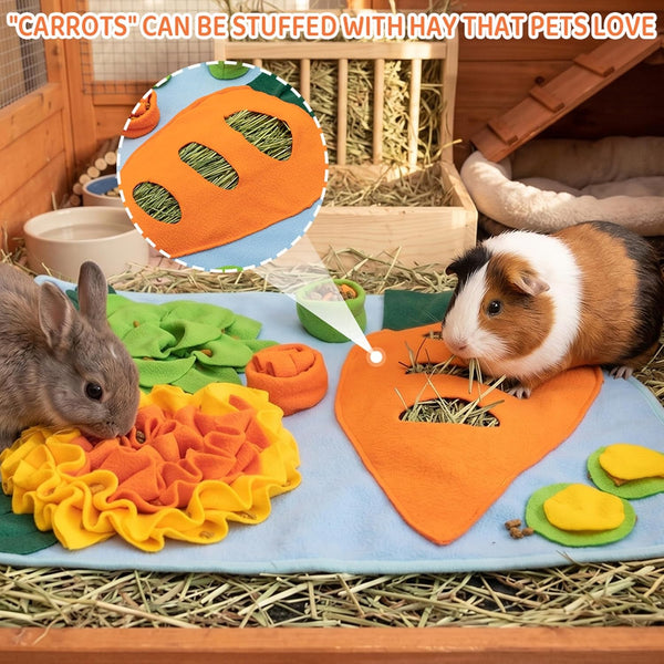 Rabbit Snuffle Mat, Bunny Foraging Feeding Toy for Small Pet | Small Animal Enrichment Toy Washable Feeding Mat for Guinea Pig Chinchilla Hedgehog Ferret4