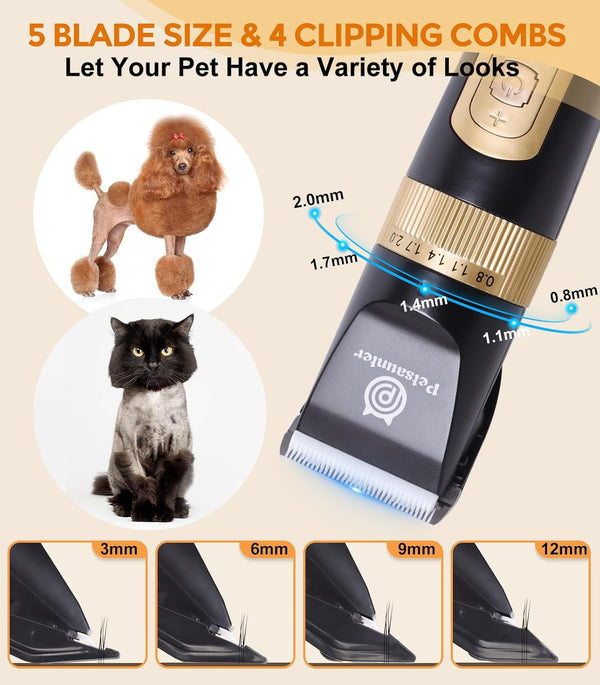 Petsaunter Dog Clippers for Grooming, 4-Speed & LCD, Low Noise Electric Trimmer for Grooming, Typec Rechargeable Dog Hair Clippers, Super Quiet for Dogs & Pets with Thick or Heavy Coats(C95)4