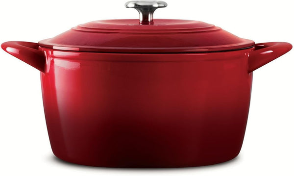 6.5 Qt round Dutch Oven OMBRE RED Enameled Cast Iron2