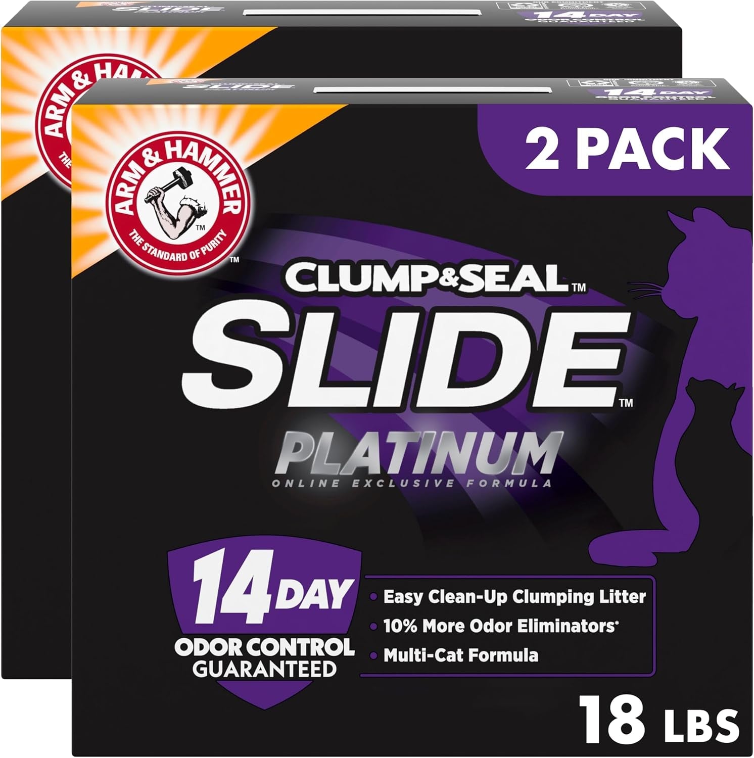 arm-hammer-slide-platinum-easy-clean-up-clumping-cat-litter-18-lbs-24-7-odor-control-triple-action-freshness-non-stick-easy-clean-up-low-tracking-multi-cat-formula-scented