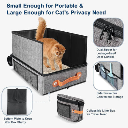 Portable Cat Litter Box Hard Bottom Zippered Tray Pet | Waterproof Portable Cat Box Indoor Outdoor Travel Car Camping Hotel Corner Housebreaking4