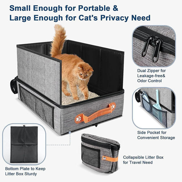 Portable Cat Litter Box Hard Bottom Zippered Tray Pet | Waterproof Portable Cat Box Indoor Outdoor Travel Car Camping Hotel Corner Housebreaking4