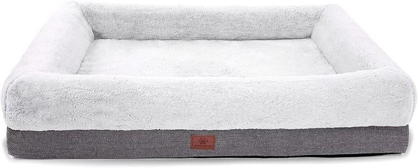 WINDRACING Orthopedic Dog Beds for Medium Dogs, Waterproof Egg Foam Dog Sofa Bed with L Bolster Sides, Washable Medium Pet Bed with Removable Cover & Non-Slip Bottom, 36 X 23 Inch, Gray10