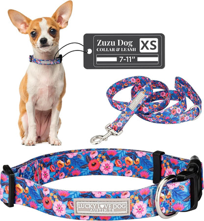 Lucky Love Dog - Easy Click Buckle Dog Collar with Leash Set Combo, Durable & Comfortable for Male & Female Dogs, Pet Collar for Medium Dogs, Secure Fit - Blackbird Combo, Medium84