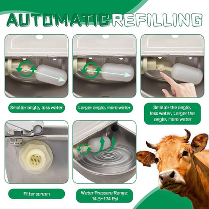 Automatic Dog Water Feeder 3L Stainless Steel Bowl for Chicken Cattle Sheep | with Float Valve Auto Fill Water Wall Mounted Livestock Waterer Rust Proof Keep Water Fresh Easy to Clean & Install for Goat2