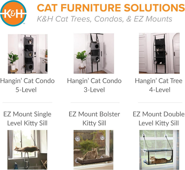 K&H Door Cat Tree, over the Door Cat Furniture - Gray, Fits Doors <80In H6