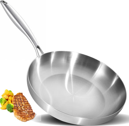 12 Inch Stainless Steel Pan | Tri-Ply | PFOA & PTFE Free Skillet | Fast & Even Heating | Stay-Cool Detachable Handle | Dishwasher and Oven Safe | Induction Ready | for Modern Home Kitchens1