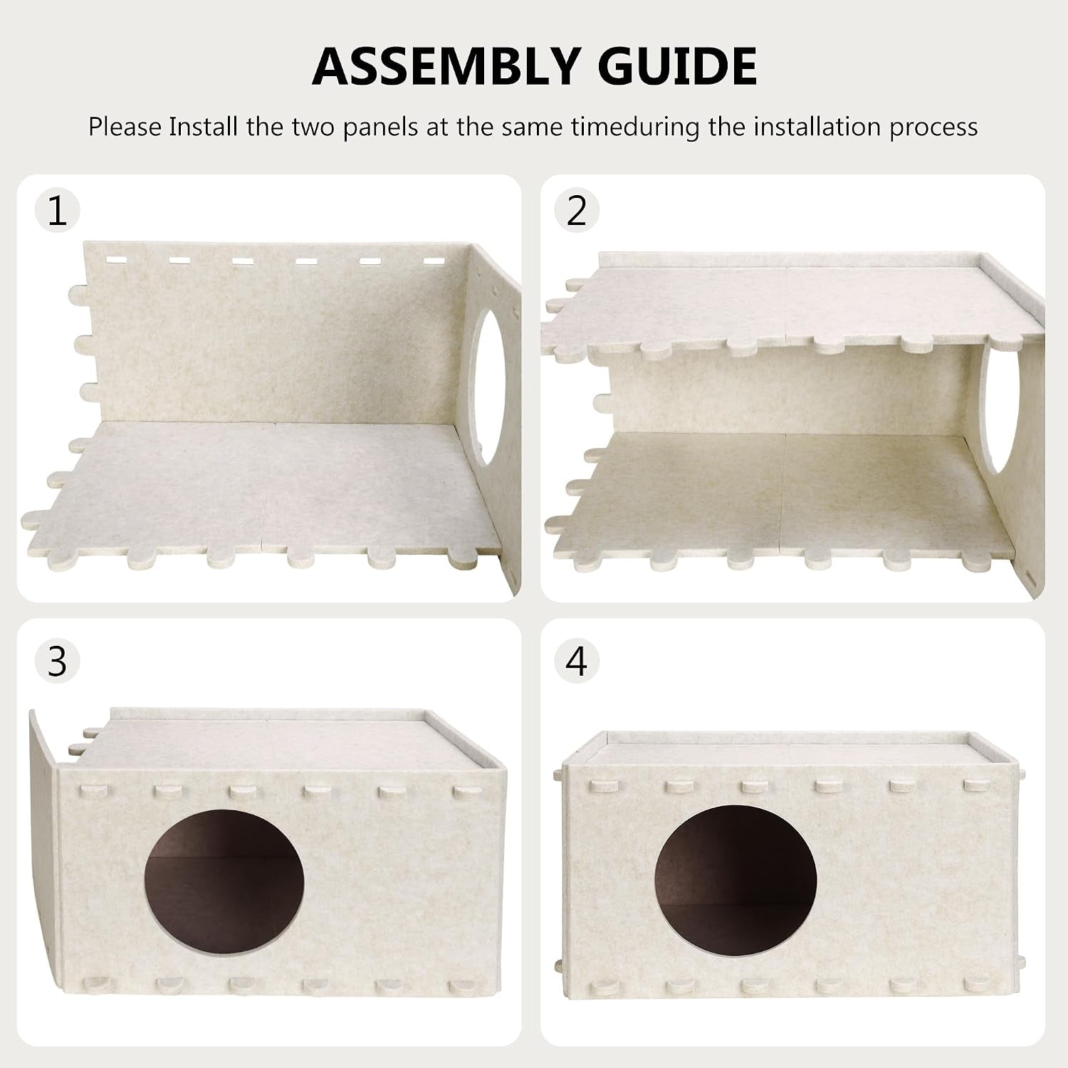 cat-house-for-indoor-cats-scratch-resistance-cat-cave-bed-felt-peekaboo-cat-hideaway-for-large-multiple-cats-up-to-22lbs-cream